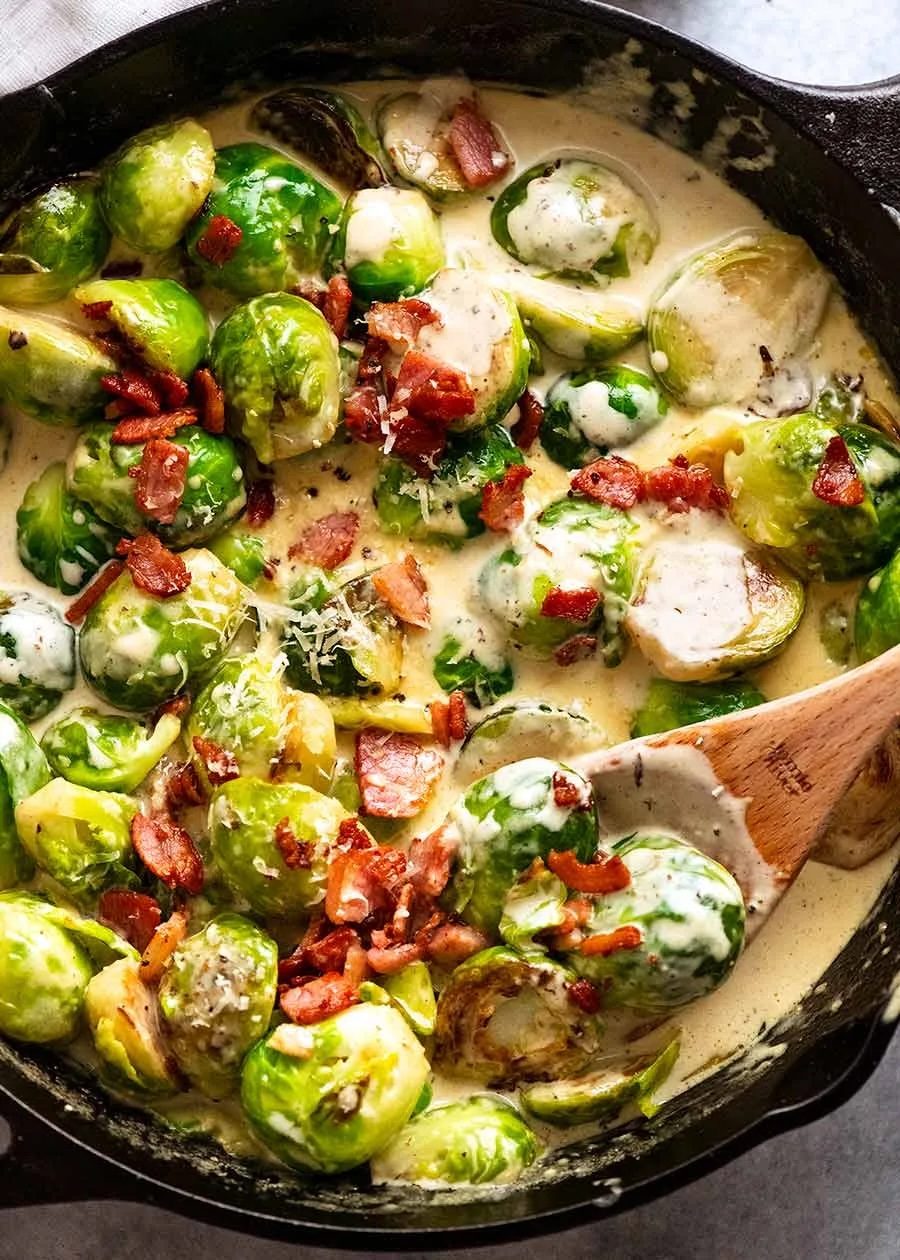 Brussels Sprouts in Carbonara-Style Cream